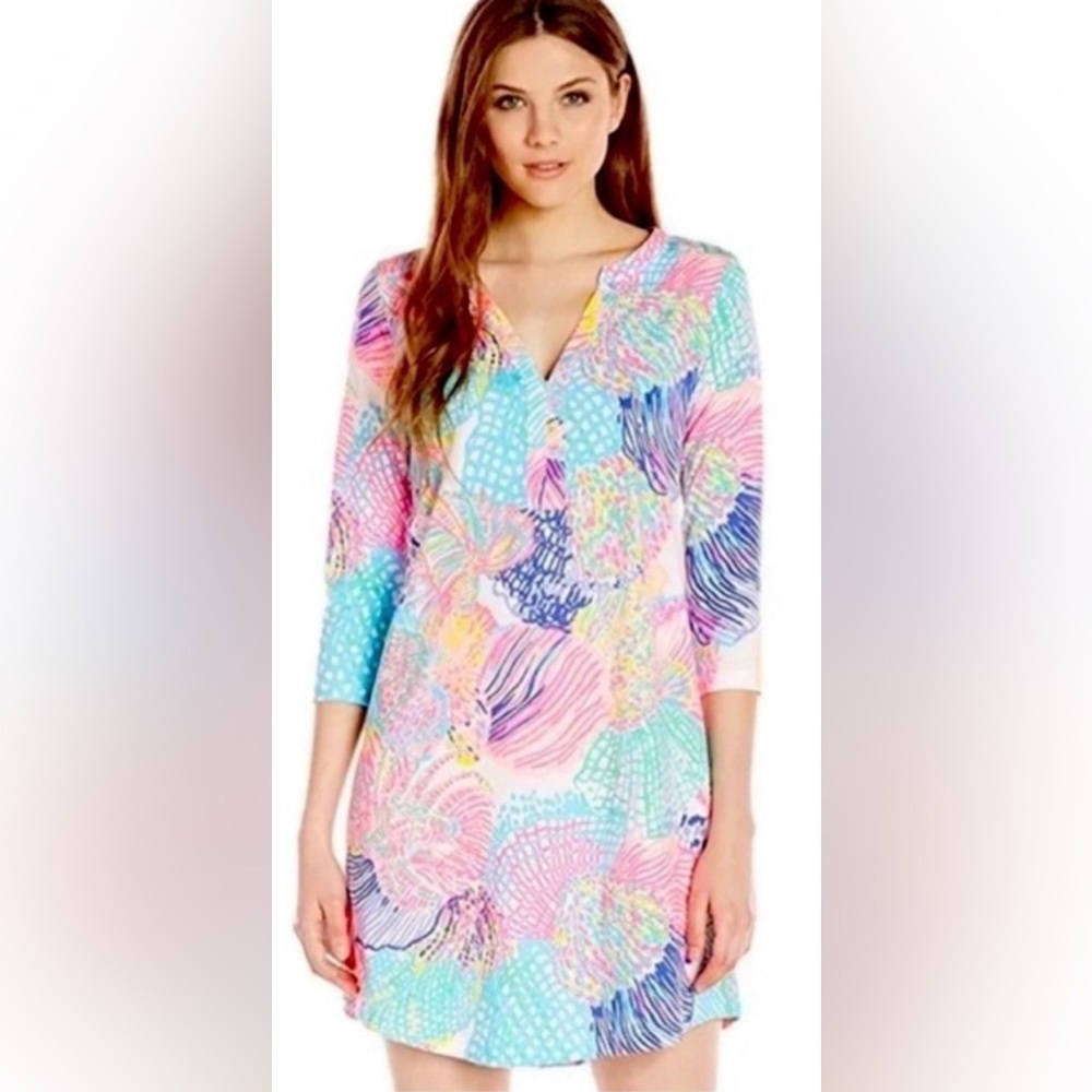 Lilly Pulitzer Ali Shift Dress Roar of the Seas XS Pima Cotton EUC